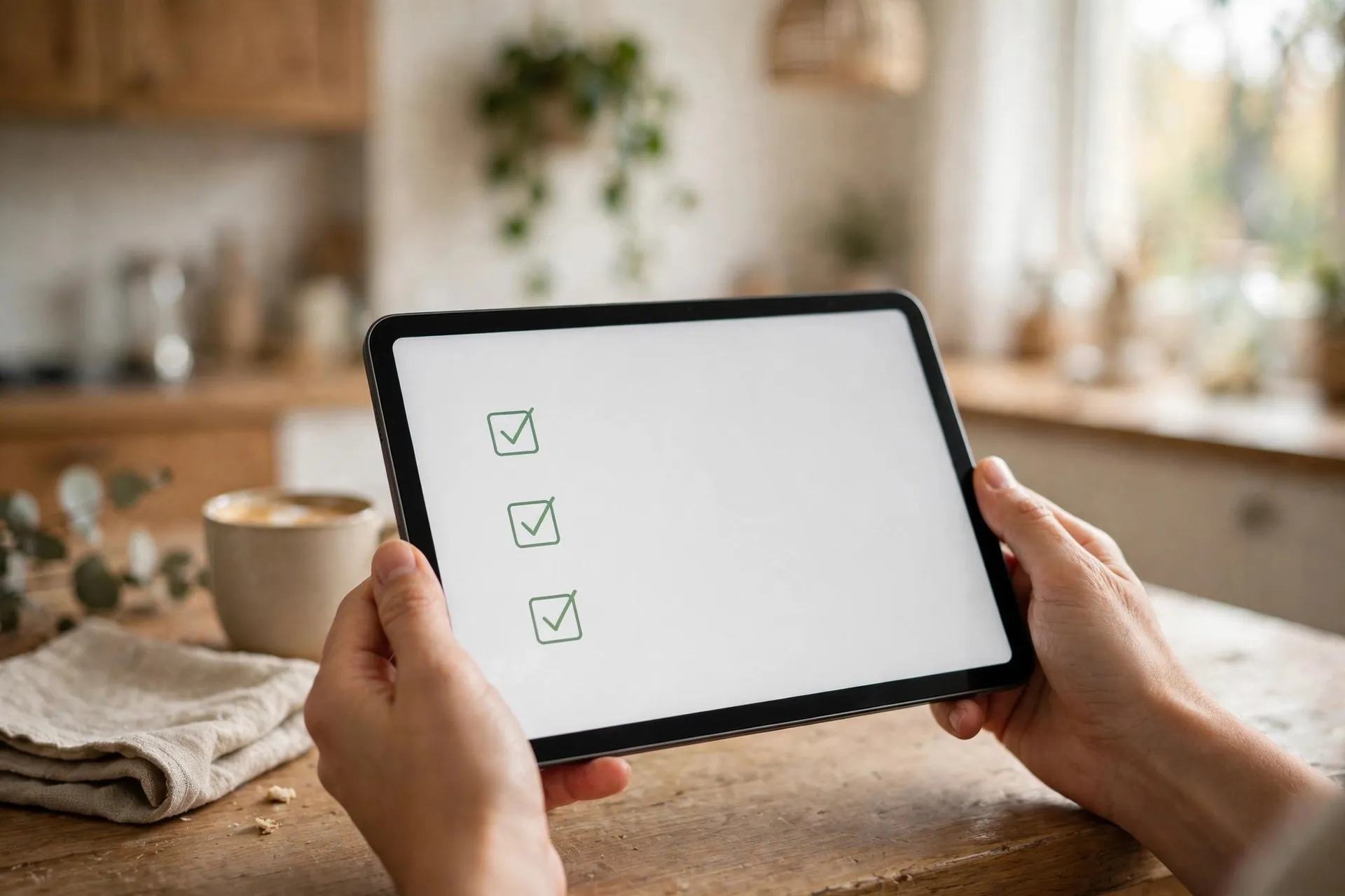 Person checking free tablet eligibility requirements at home